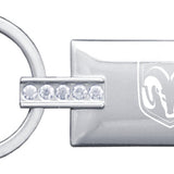 RAM Head Jeweled Rectangular Key Chain Fob - Silver - Official Licensed
