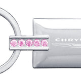 Chrysler Jeweled Rectangular Key Chain Fob - Pink - Official Licensed