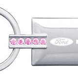 Ford Edge Jeweled Rectangular Key Chain Fob - Pink - Official Licensed