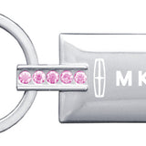 Lincoln MKS Jeweled Rectangular Key Chain Fob - Pink - Official Licensed
