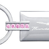 Ford Thunderbird Jeweled Rectangular Key Chain Fob - Pink - Official Licensed