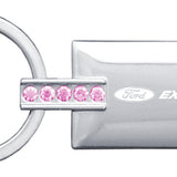 Ford Explorer Jeweled Rectangular Key Chain Fob - Pink - Official Licensed