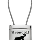 Ford Bronco II Satin-Chrome Cable Key Chain Fob - Silver - Official Licensed