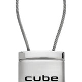 Nissan Cube Satin-Chrome Cable Key Chain Fob - Silver - Official Licensed