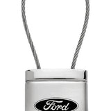 Ford Satin-Chrome Cable Key Chain Fob - Silver - Official Licensed