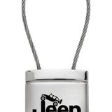 Jeep Climbing Satin-Chrome Cable Key Chain Fob - Silver - Official Licensed