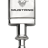 Ford Mustang 45th Anniversary Satin-Chrome Valet Key Chain Fob - Silver - Official Licensed
