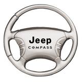 Jeep Compass Steering Wheel Key Chain Fob - Silver - Official Licensed
