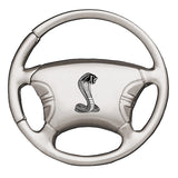 Ford Mustang Cobra Steering Wheel Key Chain Fob - Silver - Official Licensed