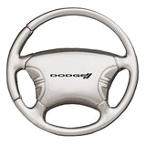 Dodge Stripe Steering Wheel Key Chain Fob - Silver - Official Licensed