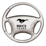 Ford Mustang 50 Years Steering Wheel Key Chain Fob - Silver - Official Licensed