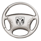 RAM Head Steering Wheel Key Chain Fob - Silver - Official Licensed