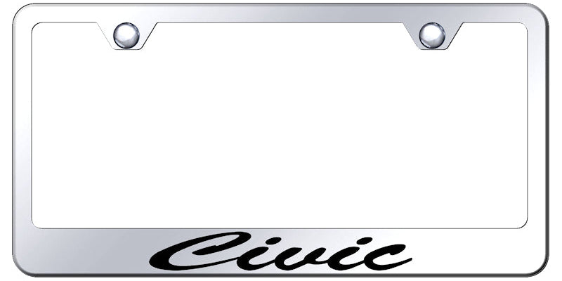 Honda Civic Script Standard License Plate Frame - Laser Etched - Official Licensed