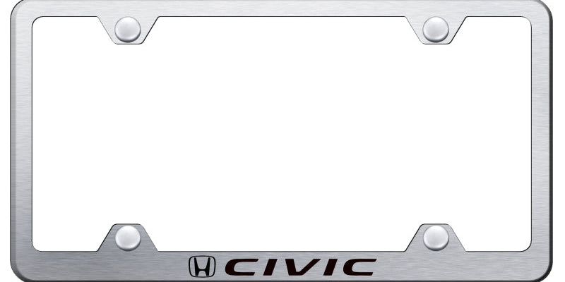 Honda Civic Steel Wide Body License Plate Frame - Laser Etched - Official Licensed