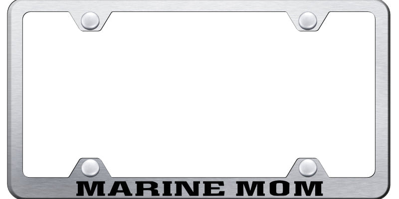 Marine Mom Steel Wide Body License Plate Frame - Laser Etched - Official Licensed