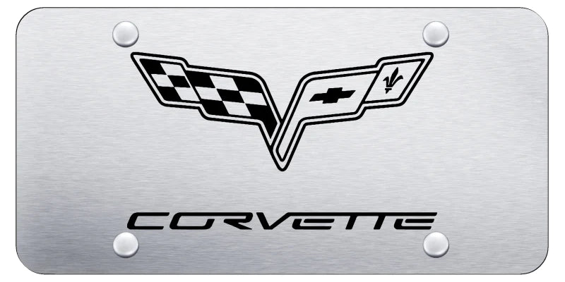 Chevrolet Corvette C6 License Plate - Laser Etched Black - Official Licensed