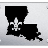 Fleur-De-Lis on LA Outline Plate - Laser Etched Black on Brushed Stainless - Official Licensed