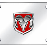 RAM OEM Red License Plate - Chrome on Mirrored - Official Licensed
