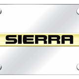 GMC Sierra Name License Plate - Gold on Mirrored - Official Licensed