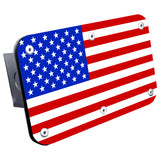 USA Flag Class III Trailer Hitch Plug - UV Print on Brushed - Official Licensed
