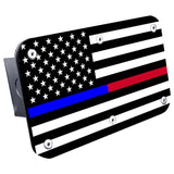 USA Thin Blue Red Line Class III Hitch Plug - UV on Brushed - Official Licensed