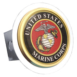 U.S.M.C. Badge Class III Trailer Hitch Plug - Mirrored - Official Licensed