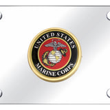 U.S.M.C. Badge License Plate - Chrome on Mirrored - Official Licensed