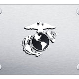 U.S.M.C. Insignia License Plate - Chrome on Brushed - Official Licensed