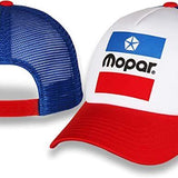 Mopar Logo Car Auto Racing Cap Mesh Trucker Hat Blue Red Officially Licensed