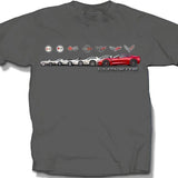 Corvette Generations of Flags Emblem Logo T-Shirt Heather Grey Official Licensed