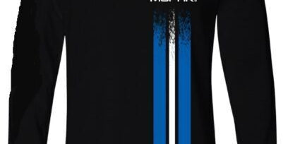 Mopar Logo Left Rally Stripe Long Sleeve Cotton Shirt Black Official Licensed