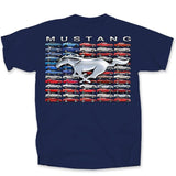 Ford Mustang Collection American USA Flag Graphic Shirt Blue Official Licensed