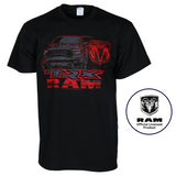 RAM Logo Rebel TRX Pickup Trucks Graphic Cotton T-Shirt Black Official Licensed