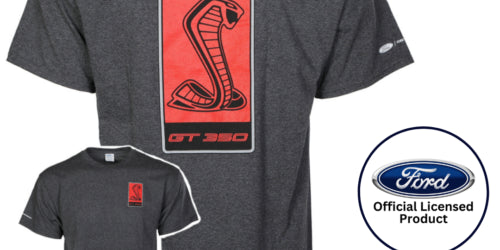 Ford Mustang GT350 Shelby Cobra Logo Cotton T-Shirt Gray Official Licensed
